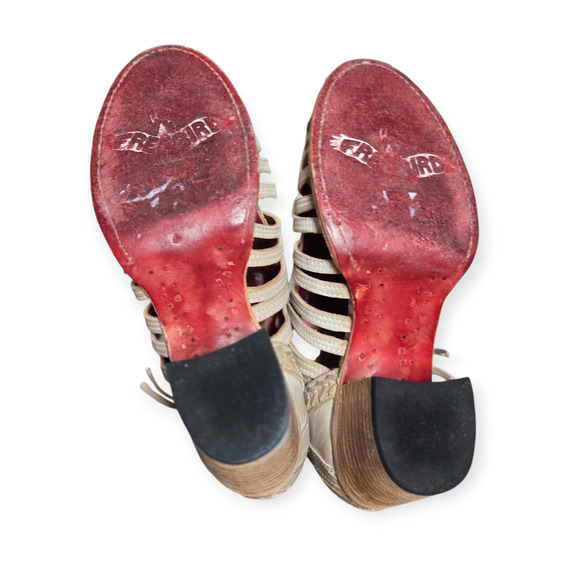 Freebird by Steven Wazee Boho Chic Zip Laces Ankle Booties Beige Multi Size 7 - Picture 8 of 10